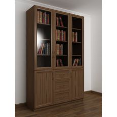 Книжный шкаф с ящиками для мелочей шириной 120-135 см шириной 90-100 см цвета шимо темный