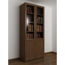 Книжный шкаф со стеклом шириной 80-90 см шириной 60-70-80 см цвета шимо темный