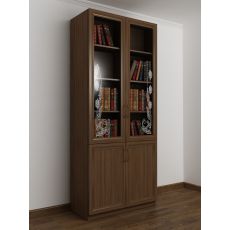 2-створчатый книжный шкаф со стеклом шириной 60-70-80 см цвета шимо темный