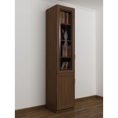 1-створчатый книжный шкаф со стеклянными дверцами шириной 30-40-50 см цвета шимо темный