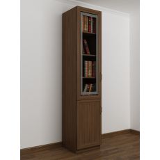 Одностворчатый книжный шкаф со стеклянными дверцами шириной 30-40-50 см цвета шимо темный