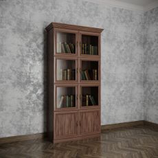 Книжный шкаф со стеклянными дверями библиотека шириной 60-70-80 см цвета шимо темный