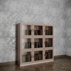 Невысокий книжный шкаф библиотека шириной 110-120 см цвета шимо светлый