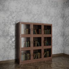 Невысокий книжный шкаф библиотека шириной 110-120 см цвета шимо темный
