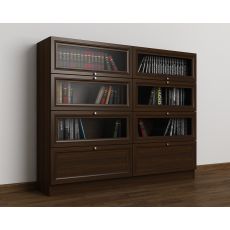 Низкий книжный шкаф со стеклом библиотека цвета яблоня