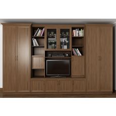Широкая стенка "трио" в зал цвета шимо темный