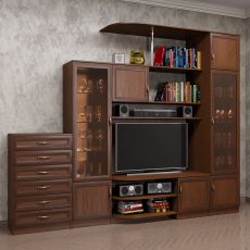 Большая мини стенка для гостиной цвета донской орех