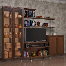 Стенка для гостиной под телевизор цвета донской орех