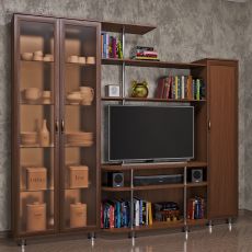 Мини стенка для гостиной цвета донской орех