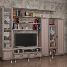 Малогабаритная мини стенка для гостиной цвета шимо светлый
