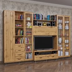 Мини стенка для гостиной цвета дуб крафт золотой