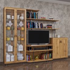 Мини стенка для гостиной цвета дуб крафт золотой