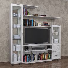 Стенка для гостиной под тв цвета дуб крафт белый