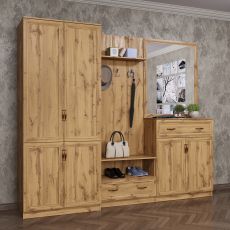 Прихожая в коридор с комодом цвета дуб крафт золотой