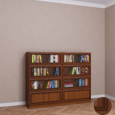 Невысокий книжный шкаф со стеклом библиотека цвета патина донской орех