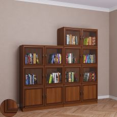 Книжный шкаф со стеклянными дверцами библиотека цвета патина донской орех