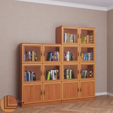 Книжный шкаф со стеклянными дверцами библиотека цвета патина ольха
