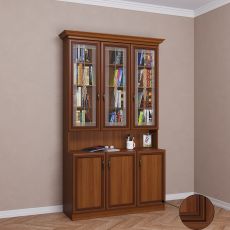 Широкий шкаф для книг цвета патина донской орех