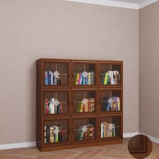 Низкий книжный шкаф библиотека цвета патина донской орех