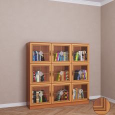 Низкий книжный шкаф библиотека цвета патина ольха
