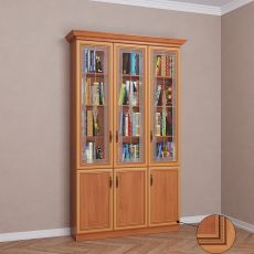 Широкий книжный шкаф со стеклом цвета патина ольха