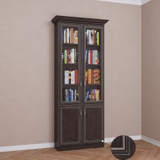 2-дверный книжный шкаф со стеклом цвета патина венге