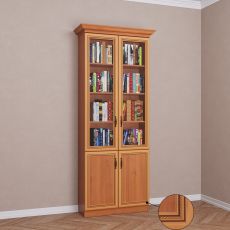 Двухстворчатый книжный шкаф со стеклом цвета патина ольха