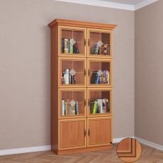 Книжный шкаф со стеклянными дверями библиотека цвета патина ольха