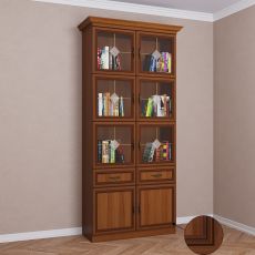 Книжный шкаф со стеклянными дверцами библиотека цвета патина донской орех