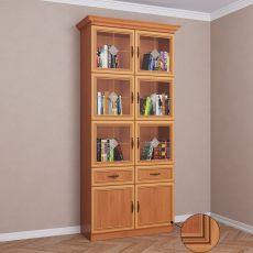 Книжный шкаф со стеклянными дверцами библиотека цвета патина ольха