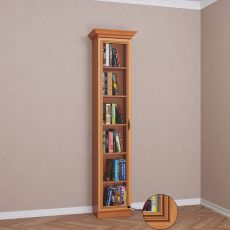 Узкий книжный шкаф со стеклом цвета патина ольха