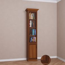Узкий книжный шкаф со стеклянными дверцами цвета патина донской орех