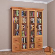 Широкий шкаф для книг с ящиками цвета патина ольха