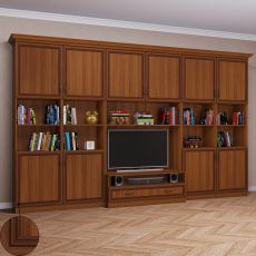 Широкая модульная стенка для гостиной цвета патина донской орех