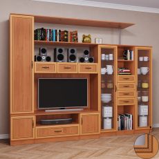 Широкая стенка для гостиной горка цвета патина ольха