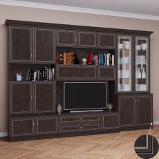 Маленькая стенка для гостиной мини цвета патина венге