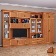 Большая стенка для гостиной со шкафом цвета патина ольха