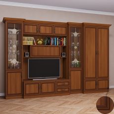 Большая стенка для гостиной со шкафом цвета патина донской орех