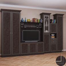 Широкая стенка для гостиной горка цвета патина венге