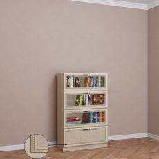 Невысокий книжный шкаф библиотека цвета патина молочный дуб