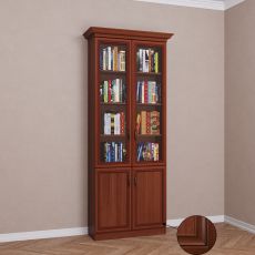 Двухстворчатый книжный шкаф со стеклом цвета патина итальянский орех