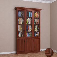 3-створчатый книжный шкаф со стеклом цвета патина итальянский орех