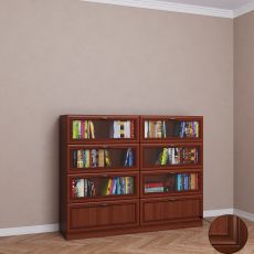 Низкий книжный шкаф со стеклом библиотека цвета патина итальянский орех