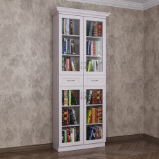 2-дверный шкаф для книг белого цвета