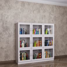 Низкий книжный шкаф библиотека белого цвета