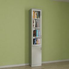 Одностворчатый книжный шкаф со стеклянными дверцами цвета белый глянец