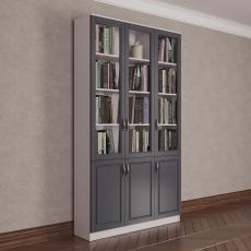 Трехдверный книжный шкаф со стеклом цвета амадеус графит