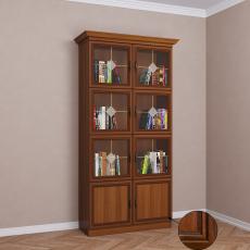 Книжный шкаф со стеклянными дверями библиотека цвета патина донской орех