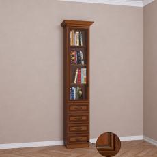 Однодверный книжный шкаф со стеклом с выдвижными ящиками цвета патина донской орех