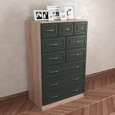 Широкий бельевой комод цвета версаль зелёный
